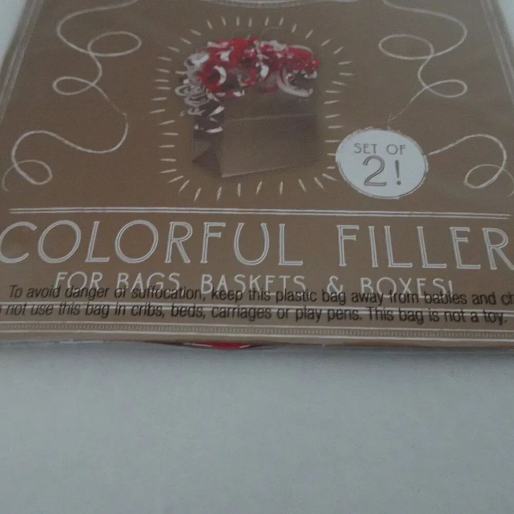 Gift Bag Filler No Mess Reusable For FOUR Bags Baskets Party Red White Silver